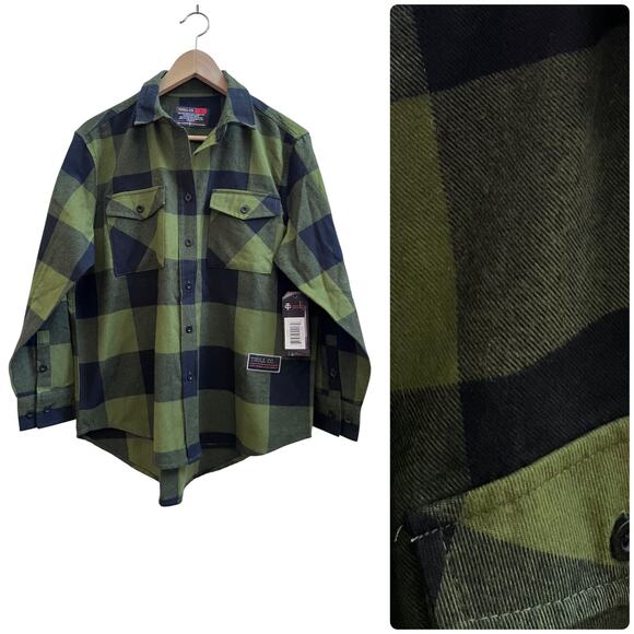Troll Co Ada Flannel Lightweight Green Black Plaid Button Down Shirt Size Small - Picture 1 of 10